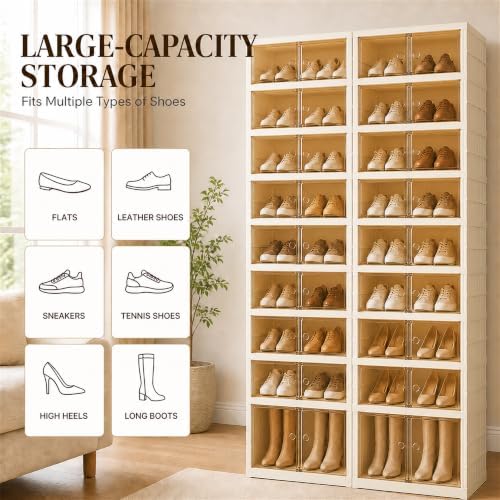 9-Tier Tall Foldable Shoe Rack Set 2 with Wheels, Fits 18 Pairs - Image 5