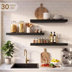 Dreamland 24 Inch Floating Shelves, 6.7" Deep Wall Shelves, Black, Set of 3 - Image 2
