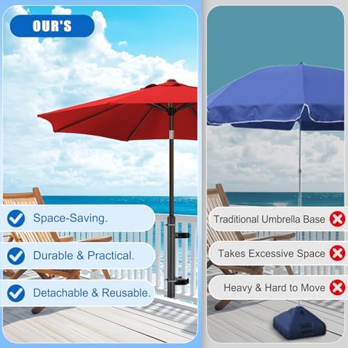 KingDolly No Drill Deck Umbrella Mount Bracket, Patio Umbrella Holder Clamp - Image 4