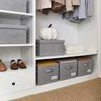 GRANNY SAYS Closet Shelf Baskets with Label, Dark Gray, Extra Large, 3-Pack - Image 2