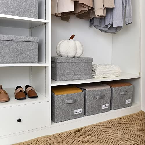 GRANNY SAYS Closet Shelf Baskets with Label, Dark Gray, Extra Large, 3-Pack - Image 2