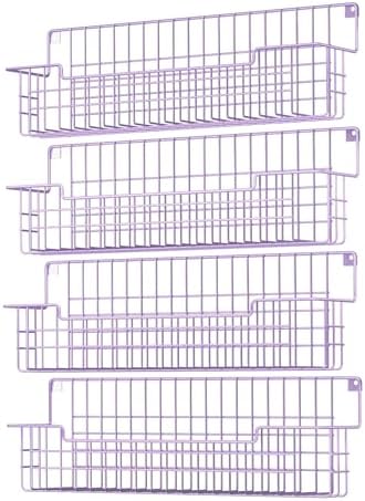 Spice Rack Wall Mount, Spice Organizer for Cabinet & Pantry Door, Set of 4 Hanging Spice Rack Saving Space for Kitchen, Purple by AURIKAR