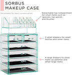 Sorbus Makeup Organizer, 6-Drawer Acrylic 2-Piece Set (Teal Thrill) - Image 4