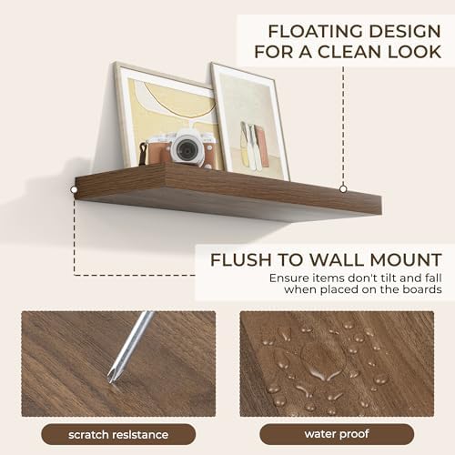 RICHFOCUS Bathroom Floating Shelves for Wall 2Pack|Walnut|28" L - Image 4