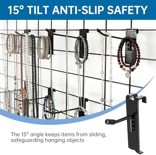50pcs Gridwall Hooks 4inch Anti-Scratch 15°Tilt Angle with Black High Grade Surface Coating Grid Wall Hooks for Grid Wall Panel Gridwall Hooks & Hangers - Image 4