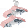 24-Pack Blush Pink Velvet Hangers with Clips Adjustable,Adult Hangers,Heavy-Duty,Felt,Non-Slip,Space Saving,Slim Outfit Hanger for Pants, Skirts, Suits,Coats, Dresses ect. by Uilmart