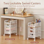 Rolling Makeup Cart Organizer with 3 Drawers, 4-Tier Narrow Floor Skincare Organizers with dividers, Vanity Organizer Cosmetics Display Cases for Makeup Brush, Hair Tool, White - Image 3