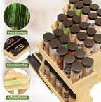 BAMEOS Pull Out Spice Rack Organizer for Cabinet, Bamboo Wide 13.9" Slide Out Seasoning Organizer for Kitchen, No Drill Anti-Tip Ball Bearing Silent Glides, Pantry Cabinet Organizer,Natural - Image 5