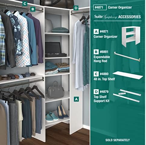 ClosetMaid SuiteSymphony Wood Corner Shelf Unit, 2 Shelves, Adjustable, Stacking, For Storage, Closet, Clothes, Shoes, Décor, Pure White - Image 4