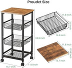 SNTD Fruit Basket Stand for Kitchen with Pull Out Vegetable Baskets, Black - Image 2