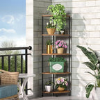5 Tier Corner Shelf Stand, 44.1", Rustic Brown by Greatseas