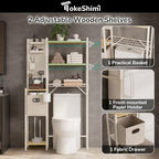 TokeShimi 6-Tier Over the Toilet Storage Rack, Adjustable Wooden Dividers - Image 4
