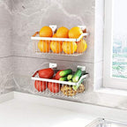 2PCS Kitchen Storage Metal Wire Fruit Basket - SUS304 Stainless steel Organizer Storage Bin Baskets for Bathroom - Space Saving Design for Pantry Organization, Spice Rack,Self Adhesive（Silver） by kaileyouxiangongsi