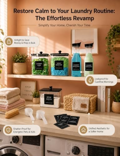 Laundry Organizer Containers with 20IN Super Large Non-Slip Mat Set - Clear Storage Containers for Laundry Room Organization, Includes 20 Waterproof Labels, Space-Saving for Small Cabinets - Image 6