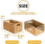 SpaceAid 4 Pack Wicker Basket, Storage Baskets for Organizing, Woven Rattan Basket with Handles for Shelves, Water Hyacinth Large Cube Organizer Storage Bin, 13x8.2x7 inch, Natural - Image 3