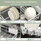 MAJALiS White Expandable Dish Drying Rack Over Sink with Extra Drainboard - Image 7