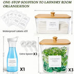 4+1 Pack Laundry Pods Containers & Dryer Sheet Holder & Laundry Detergent Dispenser, Laundry Room Organization and Storage Jars with Lids, Labels and Scoops for Scent Booster, Powder, Pods - Image 2