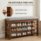 SolidWood Entryway Shoe Rack Storage Bench, Flip-Top Soft-Close Lid, 39.4'' - Image 6