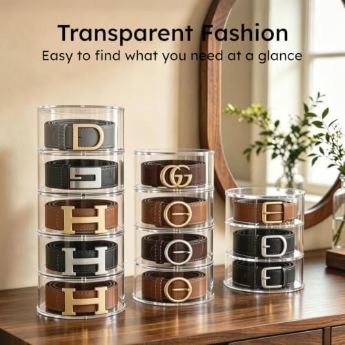 FEMELI Acrylic Belt Storage Organizers For Closet 5-Layer Clear Belt Holder - Image 2