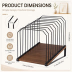 9 Section Inclined Vertical Desk File Organizer, Metal Frame and Wood Base - Image 2