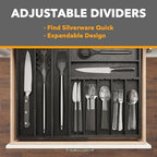 SpaceAid 2.5" High Bamboo Silverware Drawer Organizer with Labels, Kitchen Utensil Expandable Tray Holder for Flatware, Cutlery, Spoon and Knives Drawer Storage Organization (Black) - Image 3
