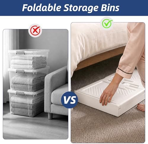 SAILUN 234QT Stackable Storage Bins with Lid, Storage Cabinet 5 Pack White - Image 5