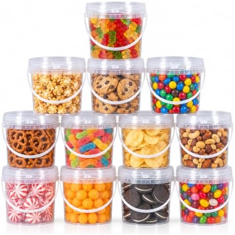 12 Pack 1 Quart Food Storage Containers Plastic Buckets with Lids, Clear by METAPACK
