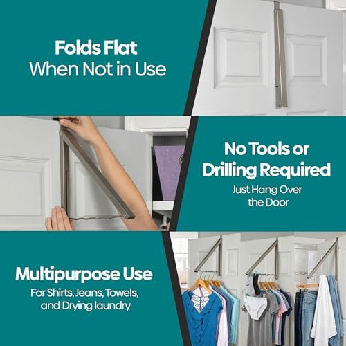 HOLDN’ STORAGE Over The Door Hanger, Single Foldable Rack Organizer, 2 Pack - Image 5