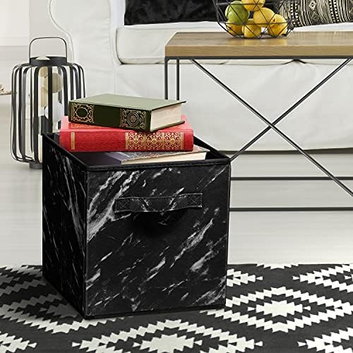 Sorbus 11 x 11 Storage Cubes, Foldable Fabric Bins (4 Pack, Marble Black) - Image 7