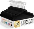 HOUSE DAY 14 Inch Kids Velvet Hangers 50 Pack, Durable Big Kid Hanger Black by HOUSEDAY