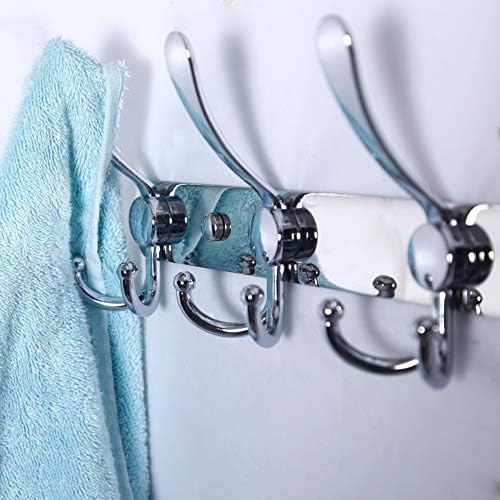 Dseap Coat Rack Wall Mount - 29.5” Long 8-Tri-Hooks Heavy Duty Coat Hanger Rail Wall Hooks for Hanging Coats Hats Clothing Clothes Purse Mudroom Entryway, Chromed, Pack of 2 - Image 2