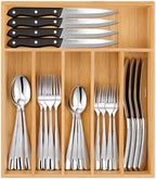 49 Pieces Silverware Set with Bamboo Organizer,Hammered silver by Csoravist
