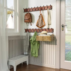 SKOLOO Rustic Coat Rack Wall Mount, 10 Hooks, 38.6'' Long, Brown, Pack of 2 - Image 3