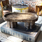 Natural Travertine Marble Oval Tray with 2 Legs, 10" Vanity Decorative Tray for Countertop Organizer, Catchall Tray for Perfume, Candles, Jewelry Dish - Image 7