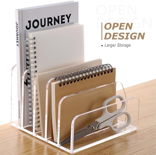 SANRUI Acrylic Desk Mail Organizer Sorters, Clear Letter Holder 5 Slot - Image 5