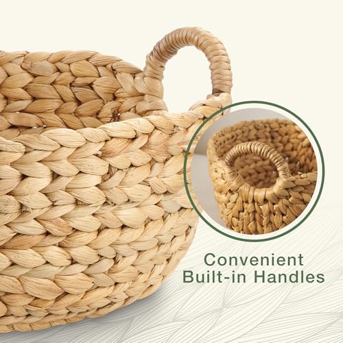 Set of 3 Wicker Storage Baskets for Organizing - Woven Decorative Baskets with Handles - Organizers for Bathroom, Kitchen, and Shelves (Natural) - Image 6
