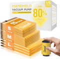 Vacuum Storage Bags with Electric Pump, 15 Reusable Compression Bags for Clothes, Bedding and Travel, Space Saving Storage Bags for Closet and Home Organization, Yellow by SNOCOD