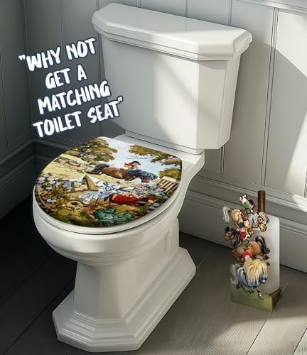 British Fun Toilet Roll Storage & Kitchen Towel Holder Wooden Stand | Thelwell Riding School | Novelty Kitchen & Bathroom Decor & Accessories | A Delightful Equestrian Home Gift for Girls & Women. - Image 4
