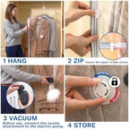 Hanging Vacuum Storage Bags, Space Saver for Clothing, 4 Combo with Pump - Image 6