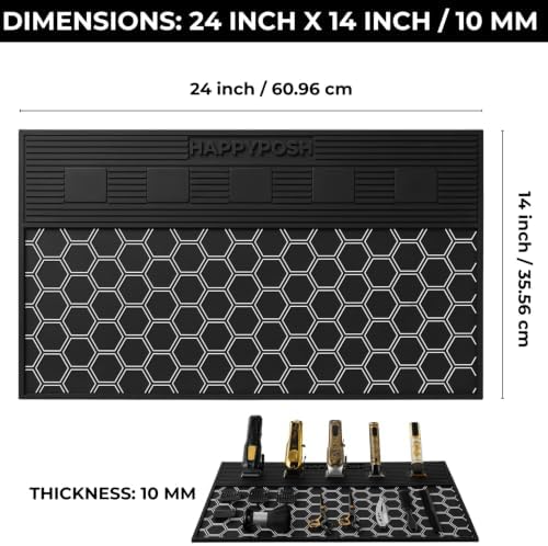 Magnetic Barber Mat, Extra Large 24" x 14" Professional Barber Station Organizer, Hex Grip Non Slip Rubber Mat with 5 Built-In Magnets for Clippers, Trimmers, Shears & Hair Stylist Tools - Image 6
