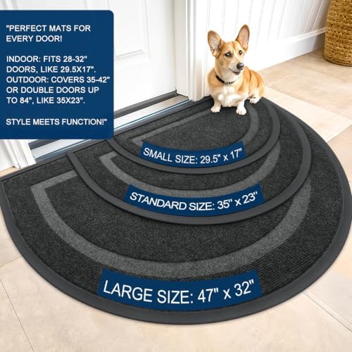 OLANLY Half Circle Front Door Mat Outside 59x34 All-Season Rubber Doormat - Image 2