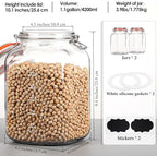 Qianfenie 1.1 Gallon Wide Mouth Airtight Glass Storage Containers with Lids - Image 5