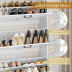 Wodeer Shoe Cabinet Storage for Entryway, Shoe Storage Cabinet with 4 Flip Drawers, Freestanding Narrow Shoe Rack Organizer with Metal Legs, Adjustable Shelves & Open Storage for Foyer, Hallway, White - Image 5