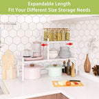 Across-Star Expandable Cabinet Shelf Organizer Rack, Stackable Kitchen Counter Storage Shelves Stand, Adjustable Height Pantry Shelf Spice Rack - Image 2