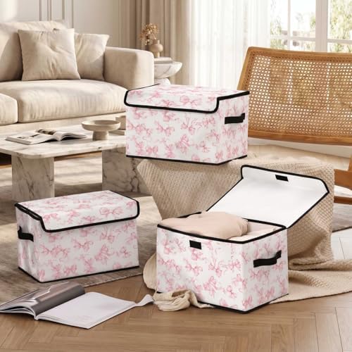 Stackable Storage Bins with Lids,Closet Organizers Fabric Box for Home and Office,Blanket Clothes Organizers,Under Bed Storage Containers 3 Pack - Image 6
