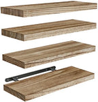 Amada Floating Shelves for Wall, Paulownia Wood, Set of 4, Light Brown by AMADAHOMEFURNISHING