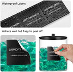 Glass Jars and Acrylic Dryer Sheet Holder, Laundry Pods Container with Bamboo Lid and 27 Labels, Powder Detergent Containers for Laundry Room Organization, Storage Jars Set (3 Pack, Black) - Image 4