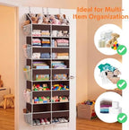 Over the Door Organizer 5 Tiers, Extra Large Behind Door Storage of 10 Compartments, 80 lbs Weight Capacity Over Door Organizer, Door Hanging Organizer for Closet, Diaper Organizer (Brown) - Image 5