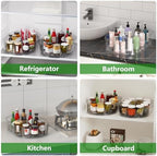 Lazy Susan Organizer for Refrigerator, 13" x 8.5" Clear Rectangular Fridge Organizer Turntable for Condiments, Spice Racks Organizer for Cabinet, Pantry & Kitchen Countertop (2 Piece) - Image 6