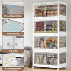 BROVIEW 150Gal Stackable Storage Bins with Lids Foldable Boxes,White,5Pack - Image 5